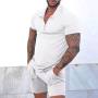 2023 Custom Logo Summer Wholesale Polo Casual Designer Shorts And Shirt Sweatsuit Street Zip Lapel Two Pieces Men Jogger Sets