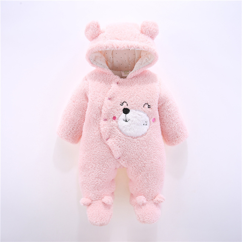 Conyson Infant Unisex Long Sleeve Outfits Winter Clothes Set Cute Bear Thick Warm Outwear Jumpsuit Fleece Baby Hoodie Romper