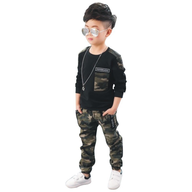 Latest Boys Autumn Winter 2 Peice Sets Children Boy Camouflage Suit Kids Boy Long Sleeve Clothes Sets