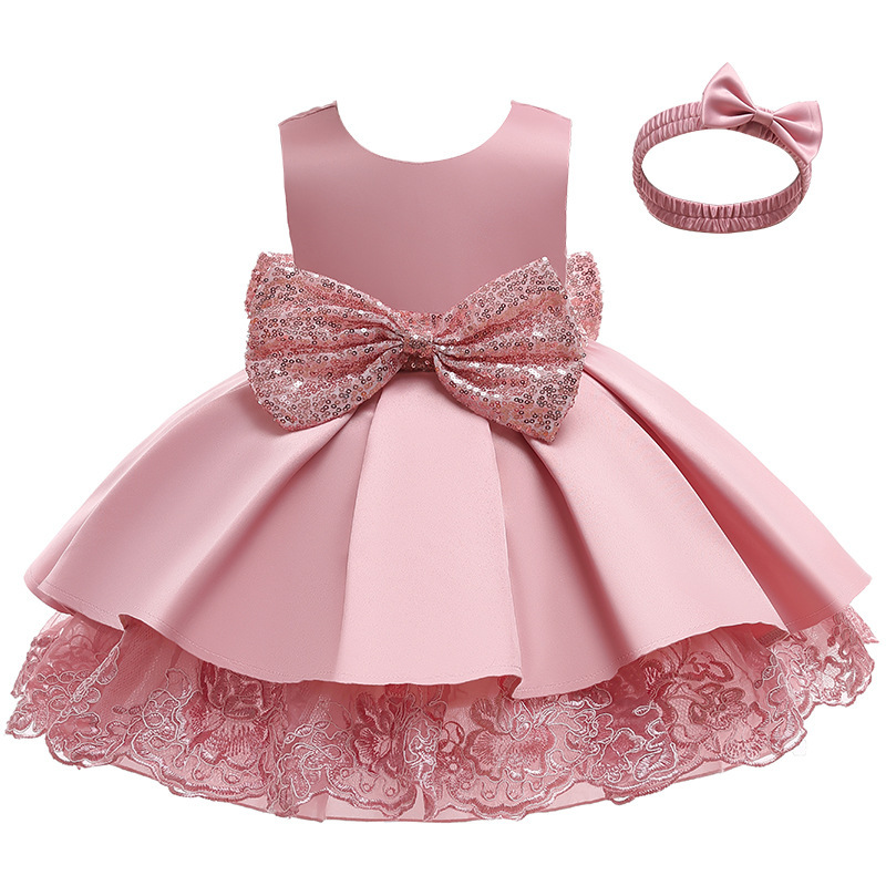 Wholesale Custom O-Neck A-Line baby Sleeveless clothes Kid Girls Boutique Party Dress Kid