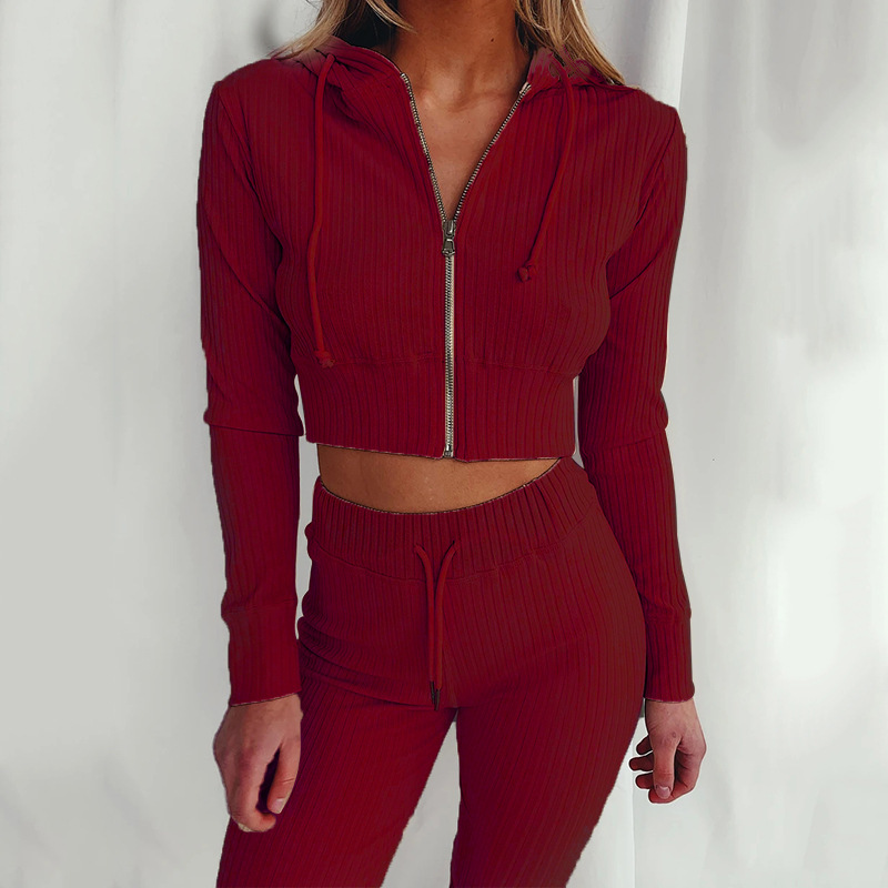 2023 Hot Sale New Design Fitness Spring Matching Sets Plus Slim Street Sexy Long Sleeve Luxury Sweatsuit exercise women 2pcs Set