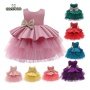 Conyson Tulle Lace Girl Dress Elegant Princess  Pageant Birthday Party Sequin Leak Back Dress Newborn baby little girl dress
