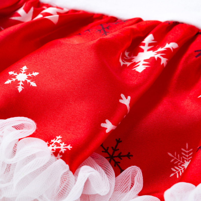 Baby Girl Christmas Long Sleeve Reindeer Jumpsuit Set Cartoon Print Dress Shoes Three-piece Suit Skirt Girl Party Costume