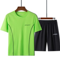 Conyson Summer Oversized Quick Dry Short Sleeve Round Neck Pullover Men Short Set T Shirt and Short Suit Men's 4xl Shirt Sets
