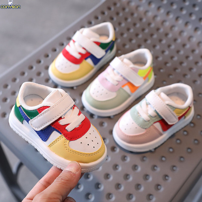 Conyson wholesale toddler kids spring patchwork Korean fashion boutique designer running sport shoes infant boy girl sneaker