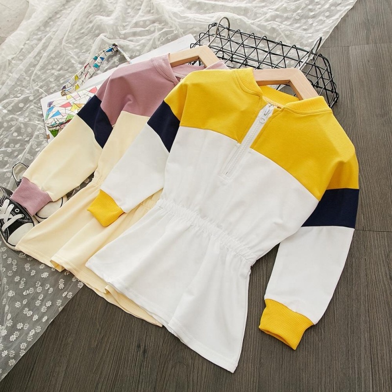 New Girls' Contrast Color Sweater Dress Boutique Clothing Girls Casual Dress Sport Dress