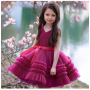 Conyson Wholesale Kids Clothes Summer Mesh Lace Sleeveless Flower Layered Princess Fashion Vintage Ceremony Clothing Tutu Dress
