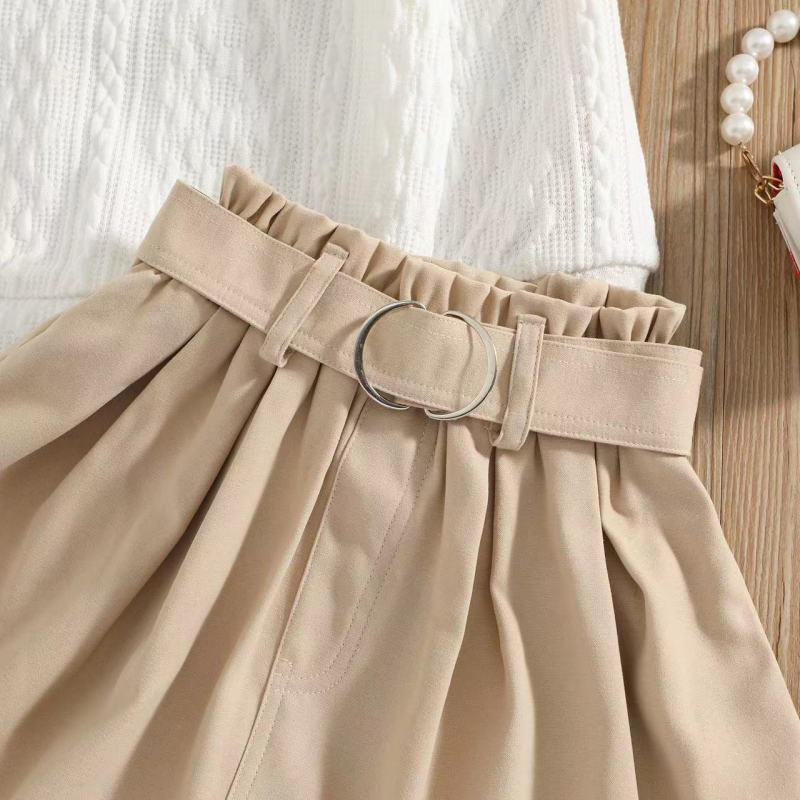 Conyson Winter Kids Girls Dress Clothes Set Long Sleeve Sweater Skirt 2 Piece Outfits Casual Cuter Cotton Littler Girl Clothing
