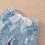Conyson Hot Sale Girls Summer O-Neck Cotton Pocket Set with Lace 3 piece Girl Sleeveless Outfit Set Girls Knit Set