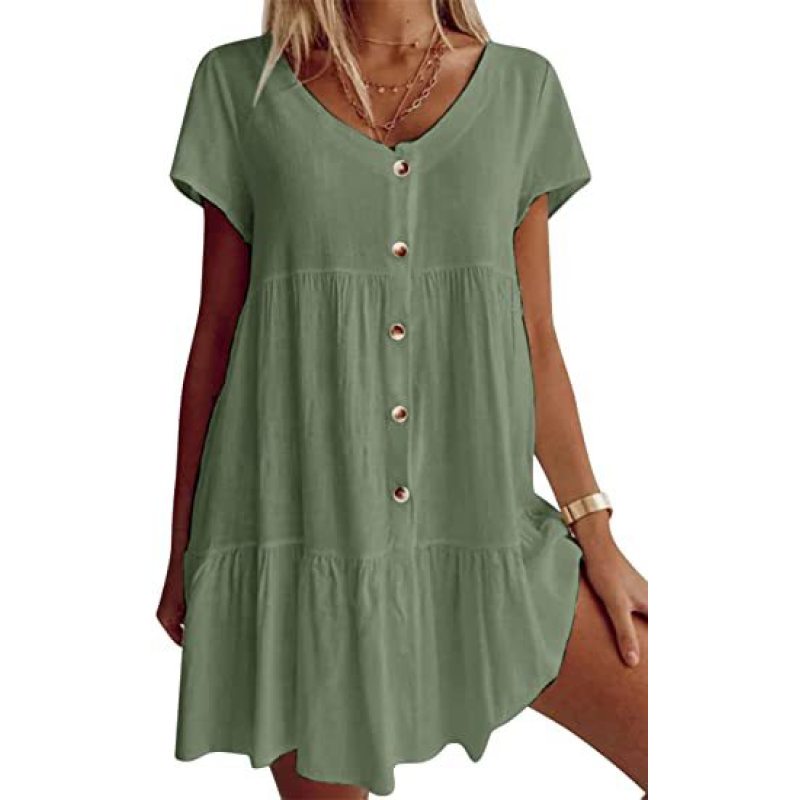 ready to ship one piece solid color loose clothing woman Online order clothes top women t-shirt casual long apparel ladies dress