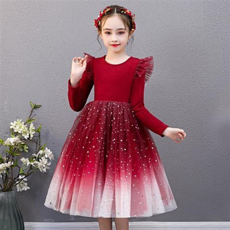 Customize Girl Dress Starry Sky Mesh A-Line Sweet Children Clothes Princess Skirt Girl Evening Party Dress
