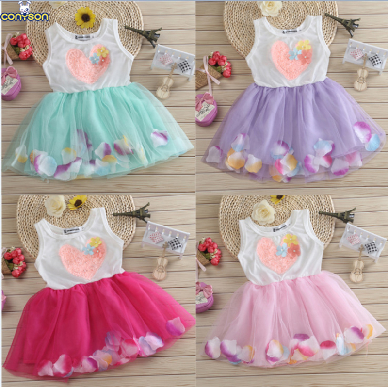 Conyson hot sale baby Children's Clothing toddler Baby kids clothing Dress print flower Girl Birthday Dress candy Girl's Dress