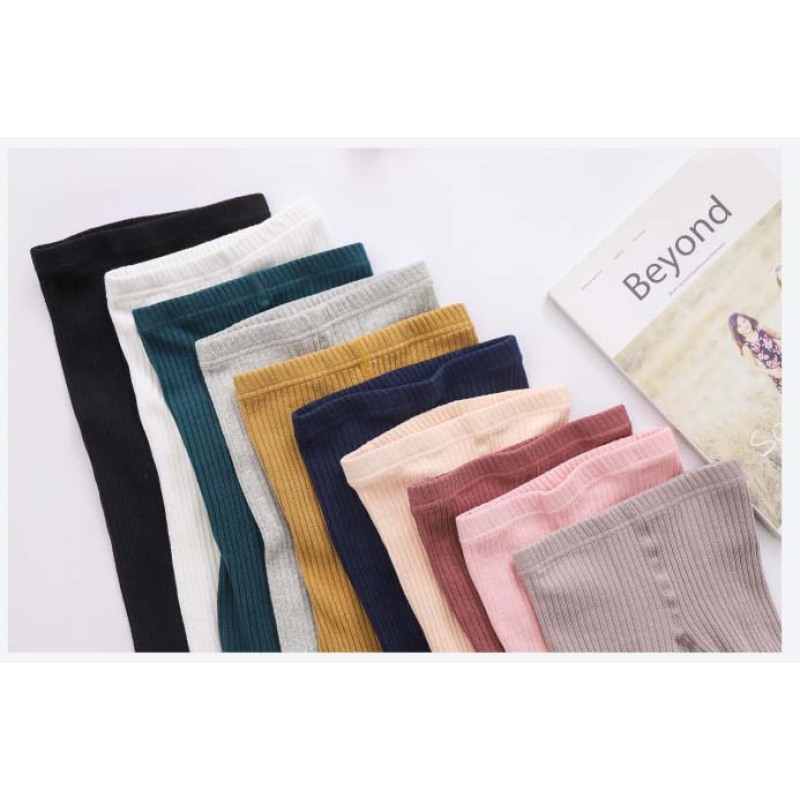 Wholesales Autumn Winter Baby Girl Leggings Stripe Cotton Solid Colors Matching Lovely Pantyhose Infant Clothing