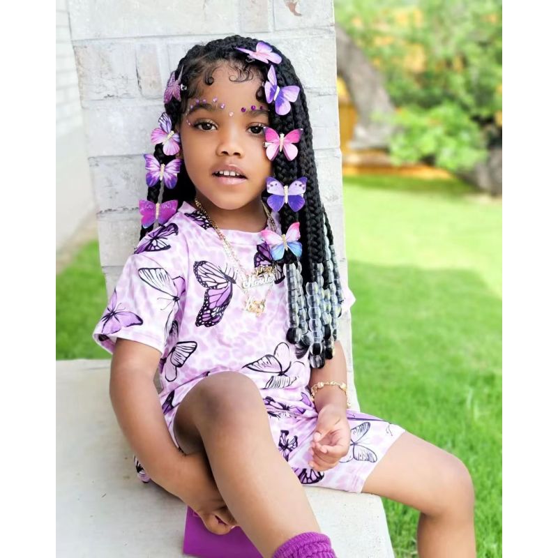 Conyson Baby Girls Cute Butterfly Print Suit Short Biker Leopard Print Summer Clothing Set Outfits For Kids Designer Clothes