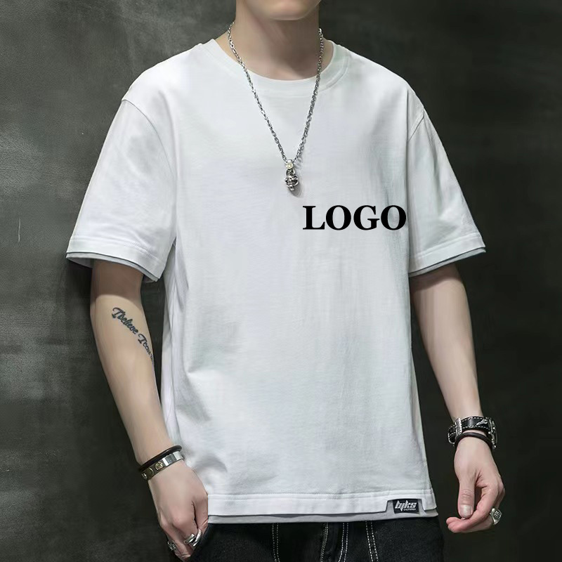 Conyson Wholesale Spring Summer 180gsm Oversized T Shirt Custom 100% Cotton Printing Logo Printed White Black men's T-shirt