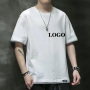 Conyson Wholesale Spring Summer 180gsm Oversized T Shirt Custom 100% Cotton Printing Logo Printed White Black men's T-shirt