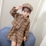 New Hot-selling Kid Plaid Set Autumn winter girls Dress And Cardigan Set 3pcs girls clothing sets