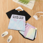 Conyson hot sale Children's summer Tie Dye Girls T-shirt Set 2pcs Custom Logo Short Sleeve T-shirt Shorts girl clothes Sport Set