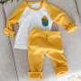 Conyson Latest Design Non-hooded Leisure Long Sleeve Cute Cartoon print patchwork color baby autumn cotton Kids Clothing Sets