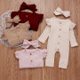 Newborn Long Sleeve Baby Clothes Set Knitted Cotton Romper Jumpsuit Solid Hair Newborn Long Baby Clothes Girls Boys Romper