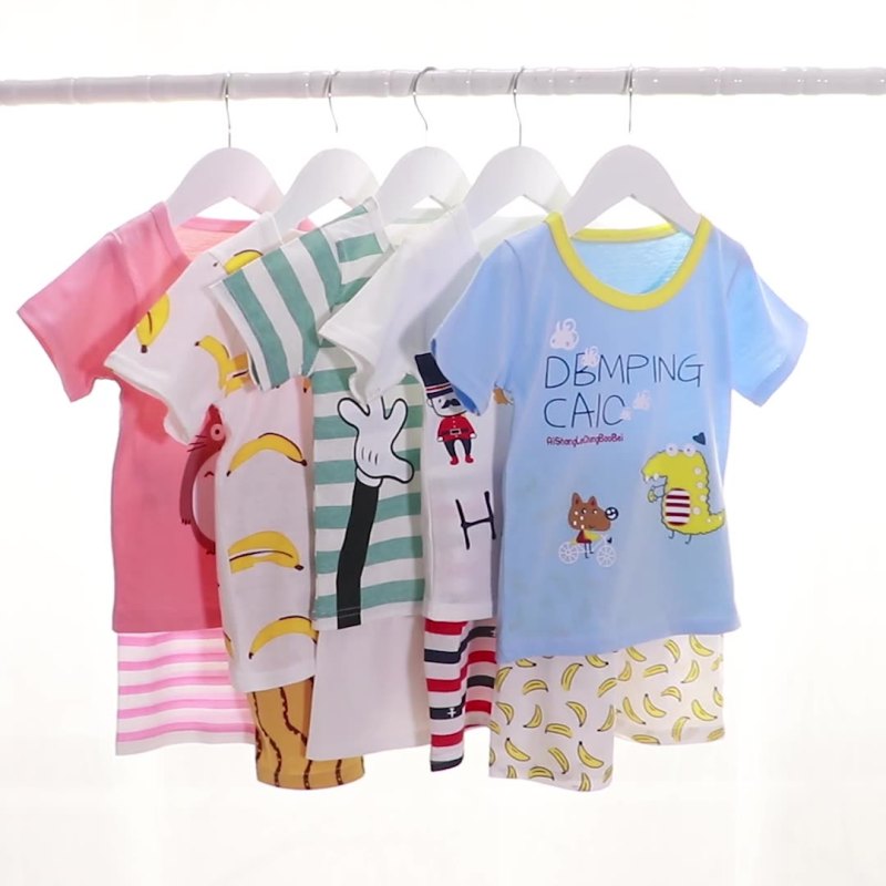Conyson Wholesale High Quality Cotton Custom T-Shirt +shorts Kids Clothes Children Summer Suit Baby Boys Printed Clothing Set