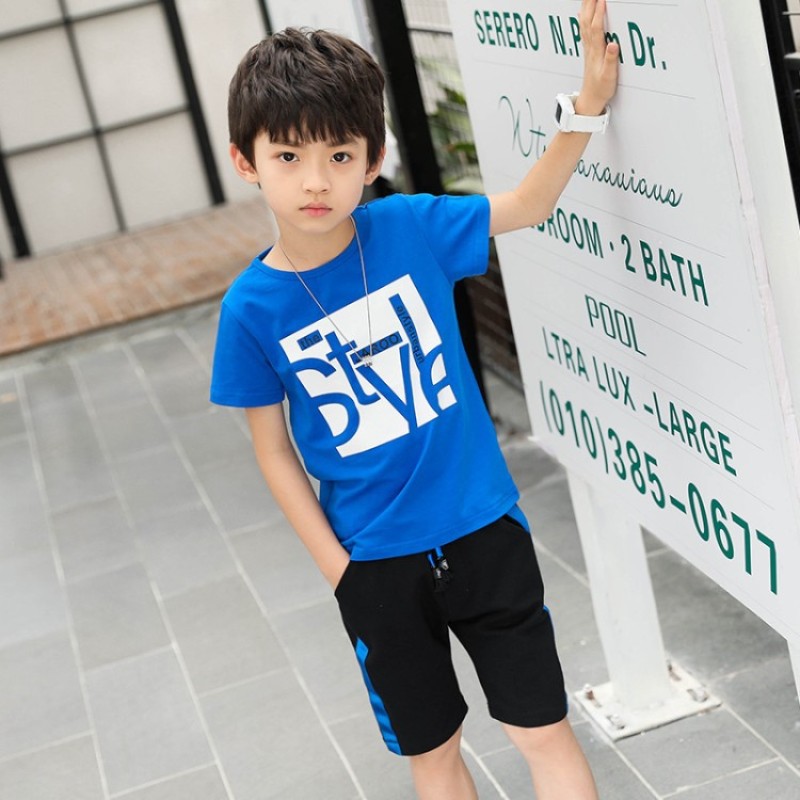 2021 Summer Boy Short Sleeve Pants Children Sports Kids Clothes New Style Fashion Children Clothing Casual Slim Boys Suit