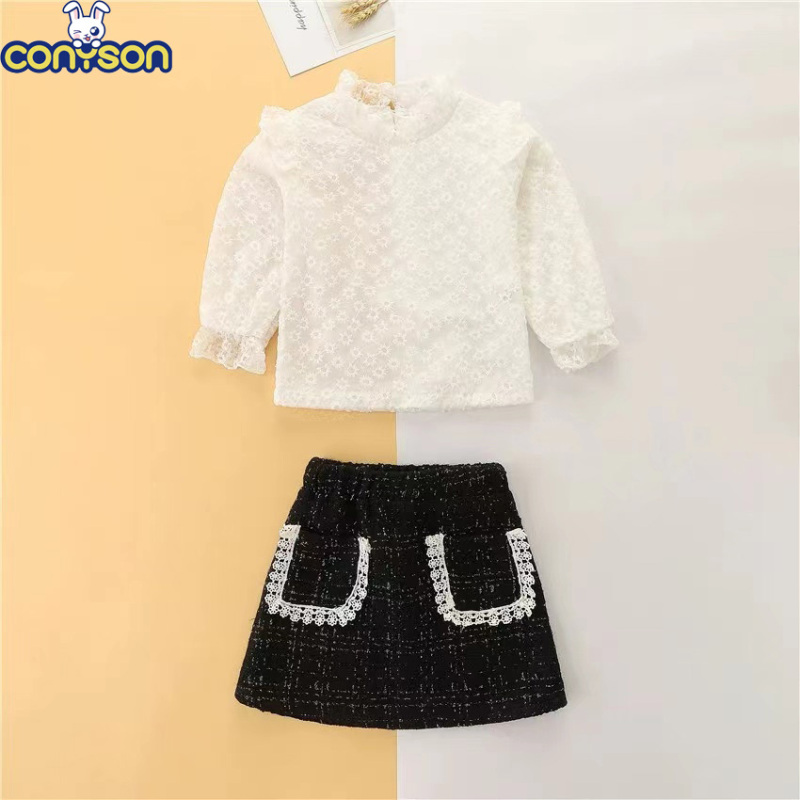 Conyson Wholesale Children Beautiful Girls Clothing Sets Spring And Autumn Clothes Long Sleeve Little Girls Kids Two Piece Sets