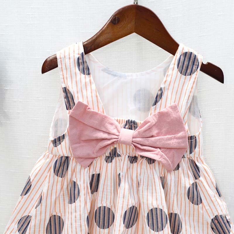 Baby Girl Summer Clothes Polka Dot Printed Sleeveless Tops Big Bow Pure Color Shorts Girls Outfits Girls Bow Knot Two Piece Set
