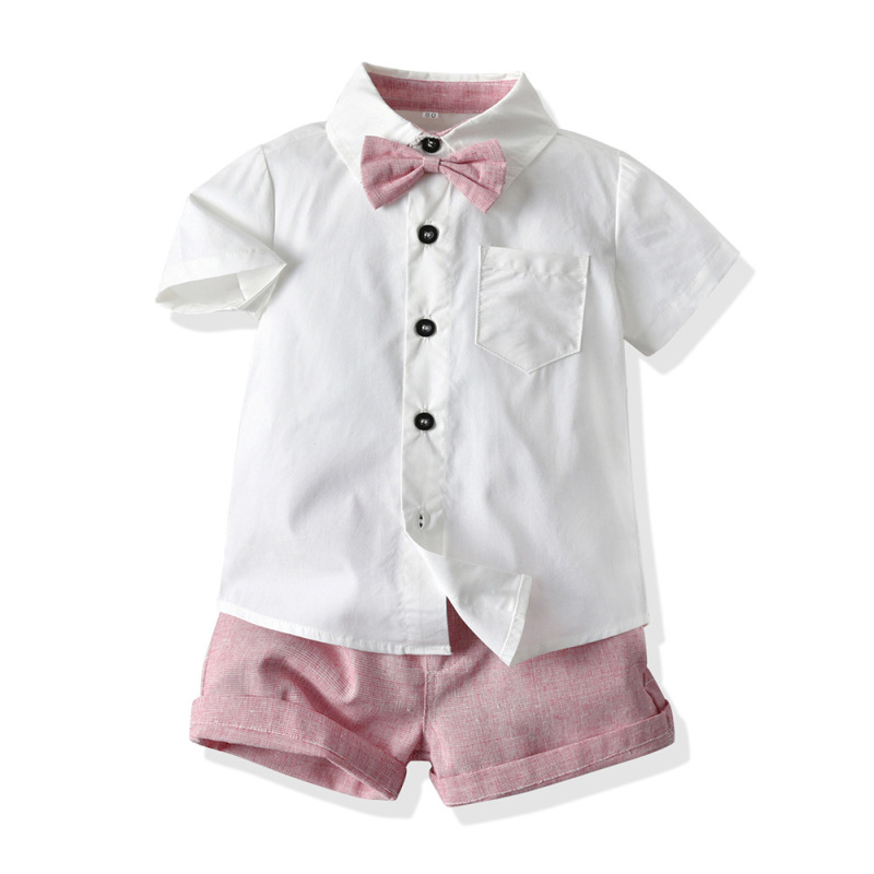 Conyson Hot Summer Gentleman Wedding shirt Bow-Tie Toddler Comfortable 0-6years Baby Little Boy 2 Pieces Boy Clothing Set