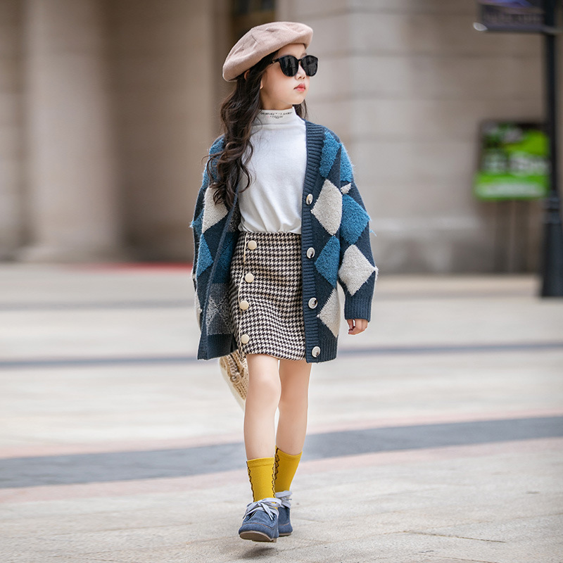 Conyson wholesale rts korea kids fashion children sweater clothes embroidery letter Girl Long Sleeve Autumn Winter clothing Coat