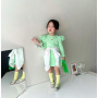 Conyson Wholesale Spring Korean girls knitted elastic slim dress Flutter sleeve candy-colored T-shirt baby dress