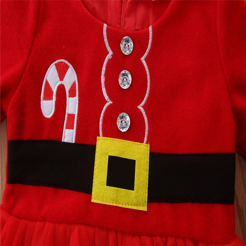 Conyson Christmas Party Infant Girls Dresses Cosplay Baby Clothes Long Sleeve Embroidery Zipper Cuter Mesh Tutu Dress