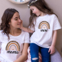 Rainbow Mother Daughter T-shirts Summer Family Matching Outfits Mom Baby Mommy and Me T-shirt Clothes Woman Girls Cotton Top
