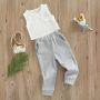 Conyson Fashion Summer Kids Girls Clothing Set Sleeveless High Waist Top Long Pants Two Piece Children's Girl Tracksuits Suits
