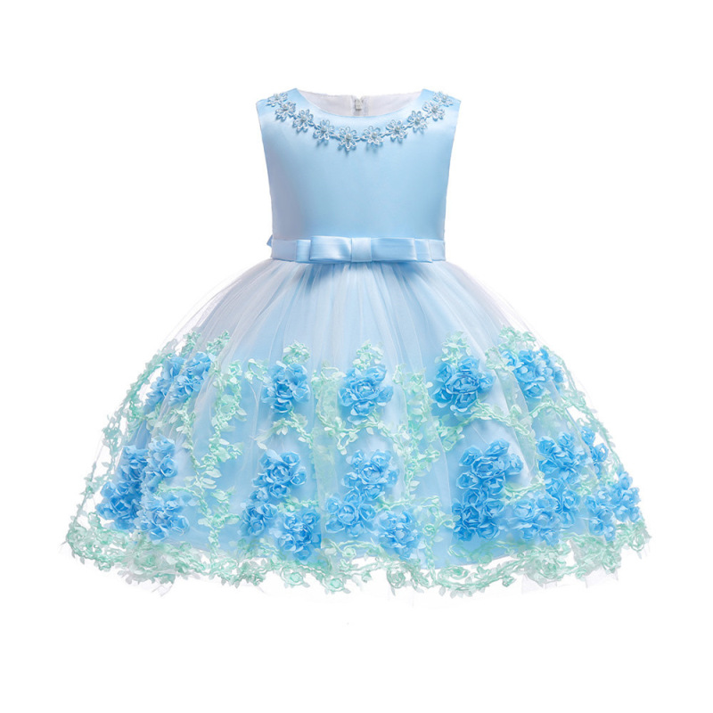 wholesale latest design fashion wedding baby gown birthday fancy flower petals evening party fairy kids girls dress