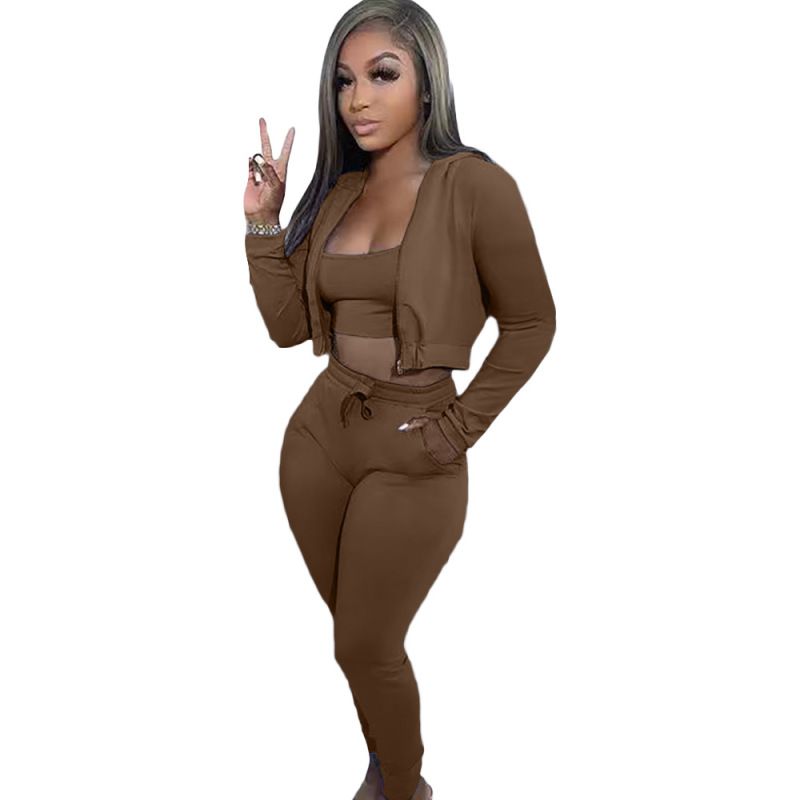 High Quality Workout Long Sleeve Yoga Custom Sportswear Wear Active Wear Cozy 3 Pieces Street Breathable Jogger Zip Women Set