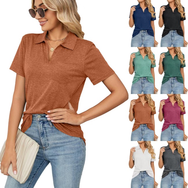Conyson New Arrival Spring Summer Short Sleeve Solid Loose With Pocket Western Style blessed Big Size White T-shirt Women