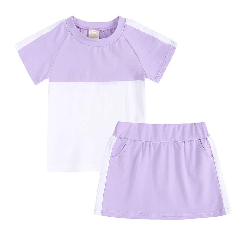 Conyson Summer Custom Logo Designers Short Sleeve Tops+Skirt Sportswear Casual 2pcs Clothing Sets Kids Girl Outfits