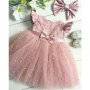 Wholesale Customized lace Short Sleeve O-Neck Kids Wear Girls Cute Elegant Layered Dresses