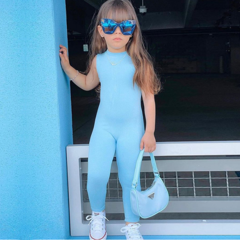 Conyson New Hot Fashion Kids Clothes Boutique Summer Bodysuits Kids Casual Custom Baby Girls Sleeveless One Piece Solid Jumpsuit