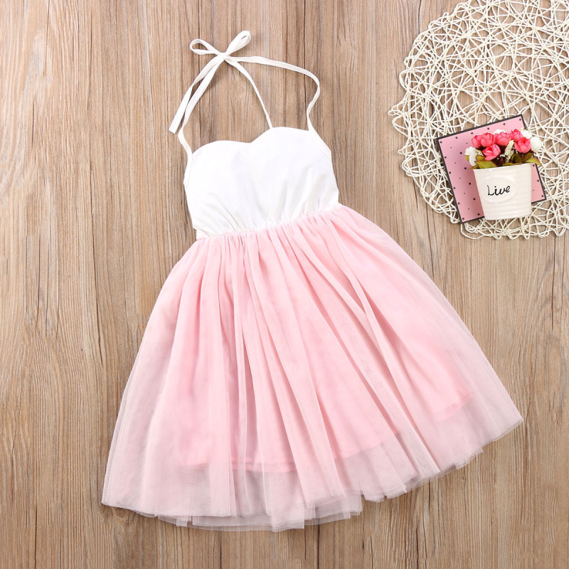 Conyson Hot Sale Summer Baby Girls Princess Party Dress Flower Children Clothes Maxi Net Gauze Pompous Skirt Girls Halter Dress