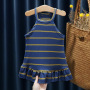Conyson baby girls dress toddler summer 1-6years occasion sleeveless slip stripe dress fancy children party simple girls dress