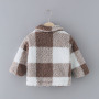 Conyson New Toddler Girls Plaid Lapel Collar Button Design Coat Jacket for Girls Boy Baby Kids Winter Children's Warm Outerwear