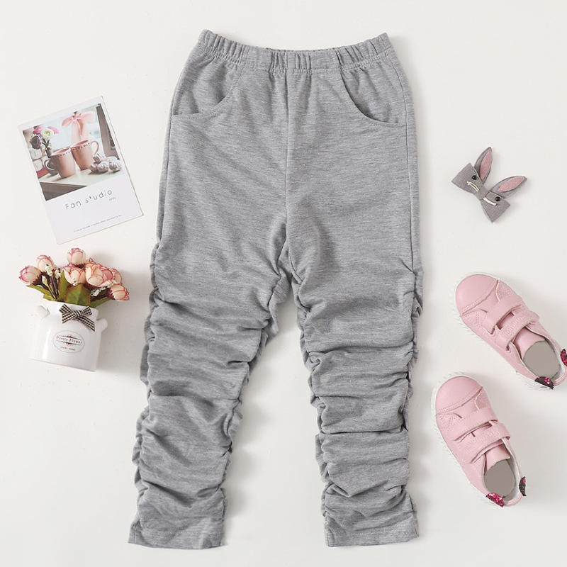 Conyson Boutique Spring Children Clothes Cotton Stacked Pants Kids Outfits 1-6Y Kids Girl Clothing Casual Long Pleated Pants
