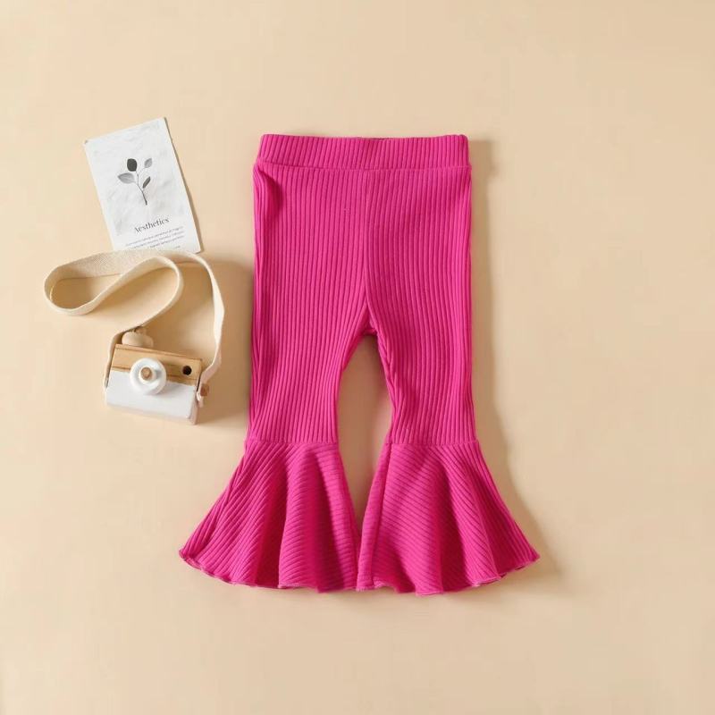 Conyson Baby Girl Clothes Set Tops+ Solid Bell-bottomed Pants Children Outfits Flared Pants Outfits Kids Clothes Girls Set