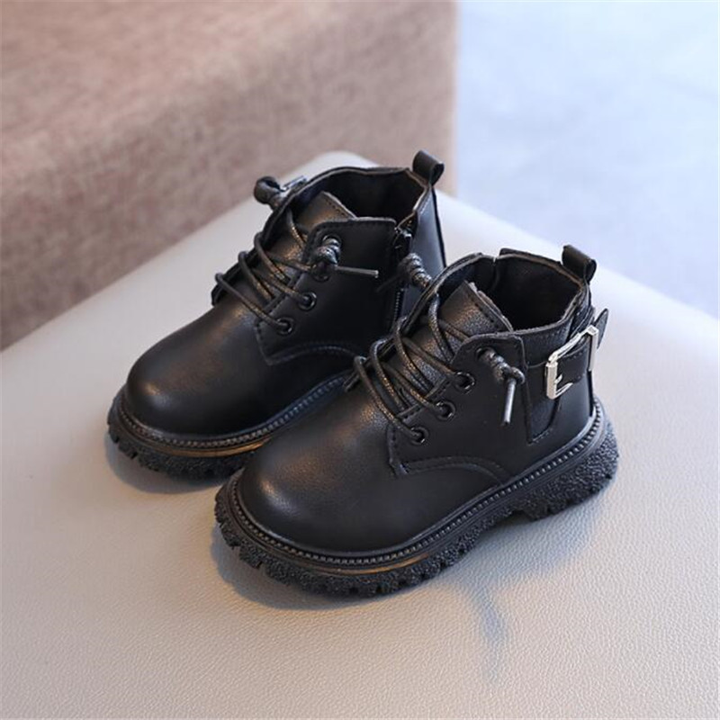 Kids Leather Chelsea Boots Waterproof Children Sneakers Black Toddler Snow Boots Girl Winter Shoe Boy