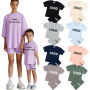 Mommy and Me Outfits Custom Logo Cotton Matching Clothes Pajamas Set Shorts Set Short Sleeves Parent-child Clothing Set 2 Piece