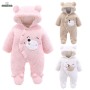 Conyson Infant Unisex Long Sleeve Outfits Winter Clothes Set Cute Bear Thick Warm Outwear Jumpsuit Fleece Baby Hoodie Romper