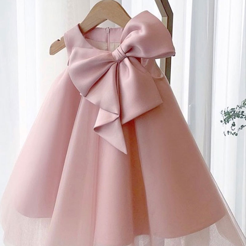 Girls Dress Skirt Big Bow Girl Full Moon Birthday Holiday Dress Korean Girl Dress