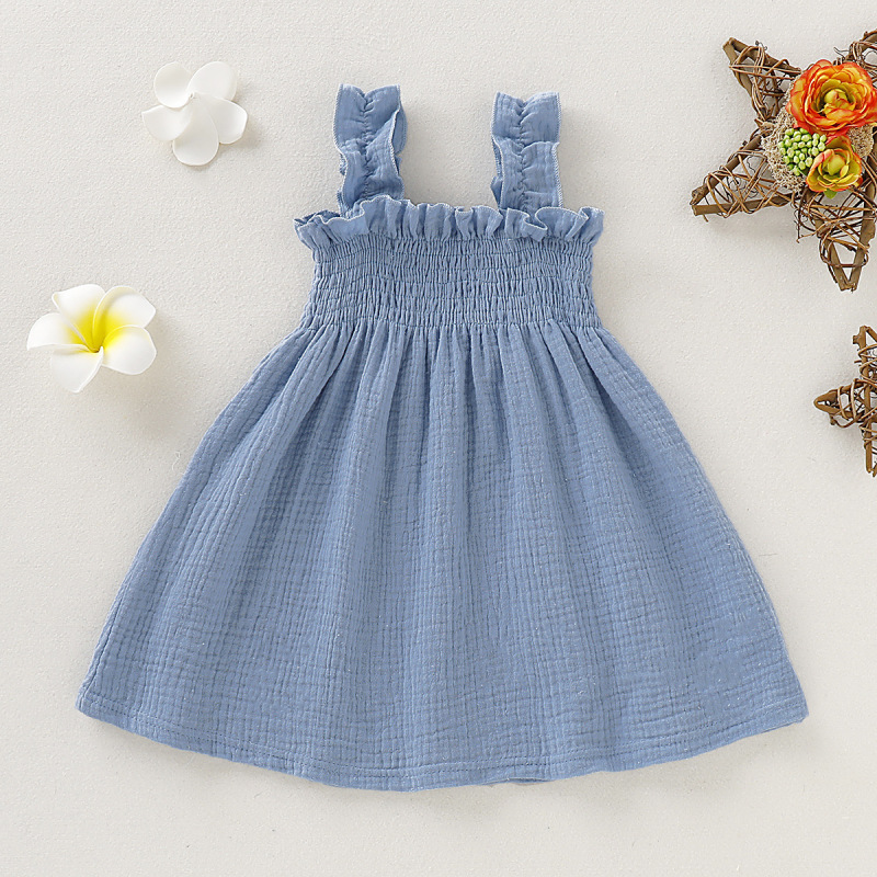 Conyson Girls Frock Kids Dress 2021 New Style Baby clothes Wholesale New Design pure color High Quality Baby Girls Dresses